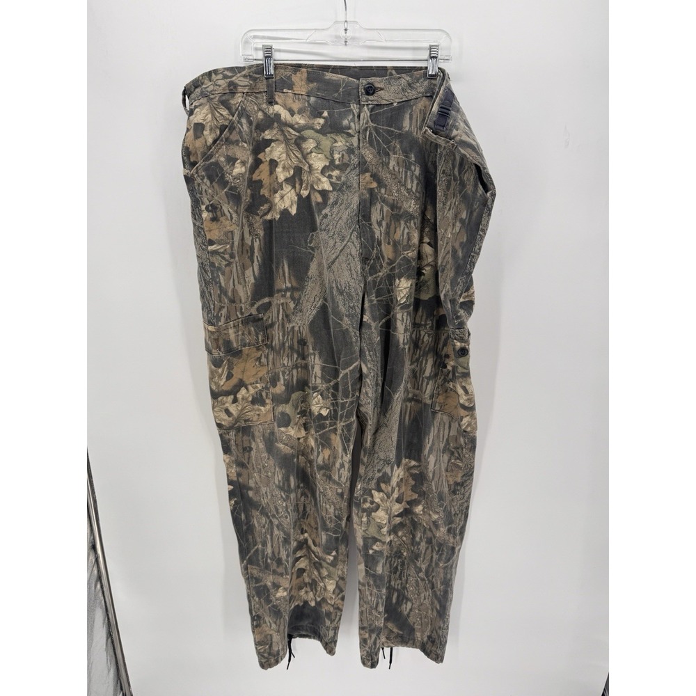 Vintage Mossy Oak Hunting Pants Men XL Adjustable Forest Floor Camo Cargo Vtg US